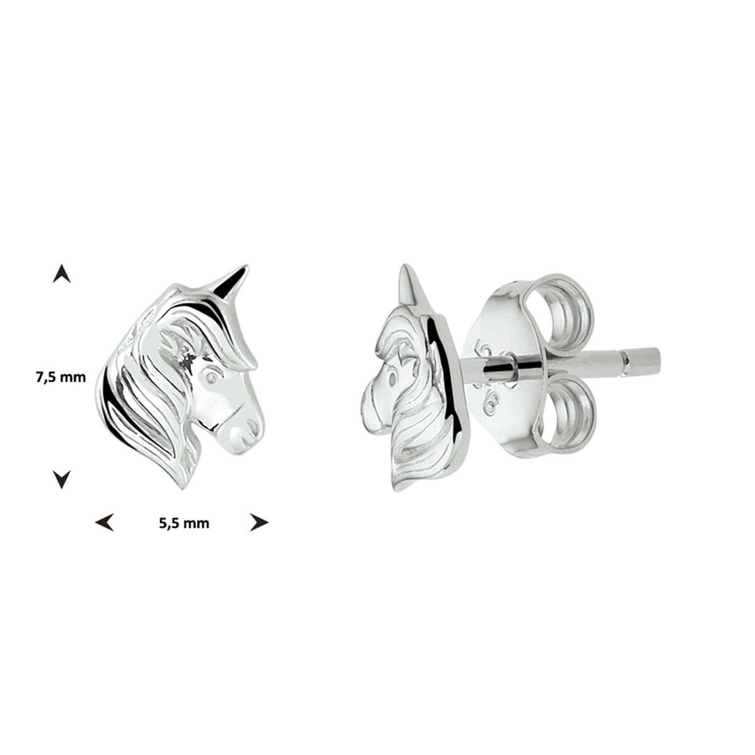 unicorn silver rhodium plated ear studs