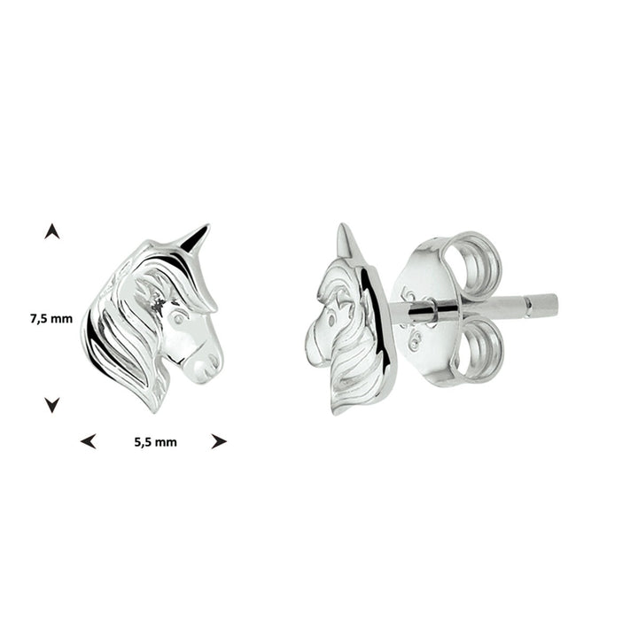 unicorn silver rhodium plated ear studs