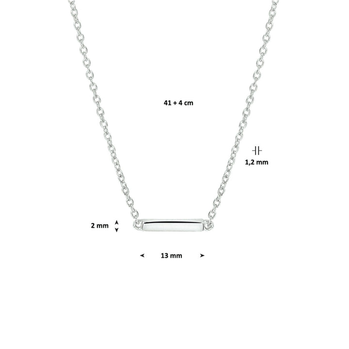 necklace bar 41 + 4 cm silver rhodium plated