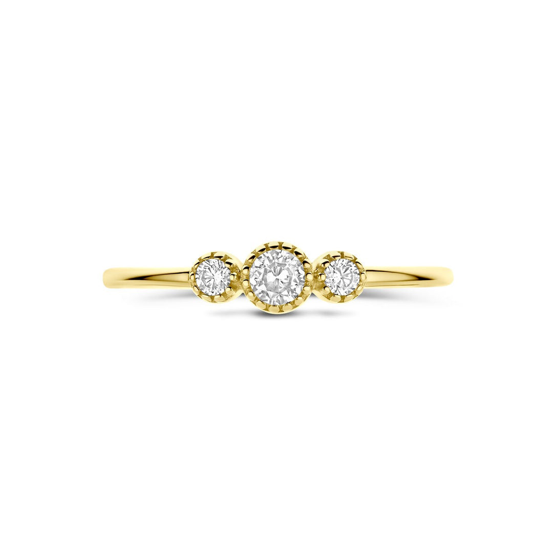 Gouden damesring met zirkonia – 14k geelgoud