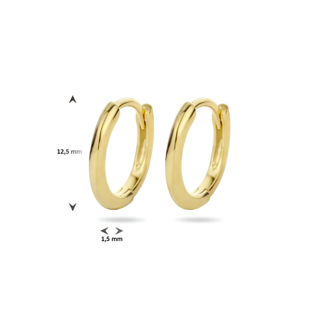 Vergulde zilveren klapoorringen dames – geelgoud op 925 zilver, half-rond 12,5 mm