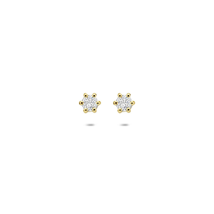 14k Geelgouden oorknoppen met lab grown diamant