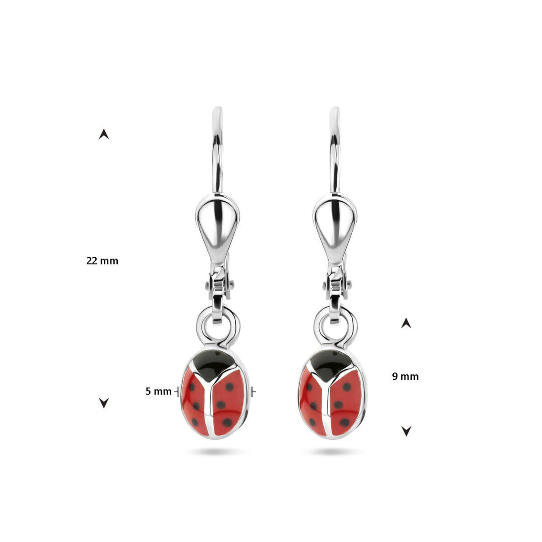 ladybug earrings silver rhodium plated