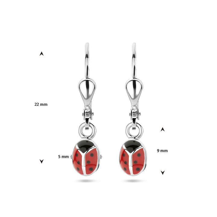 ladybug earrings silver rhodium plated