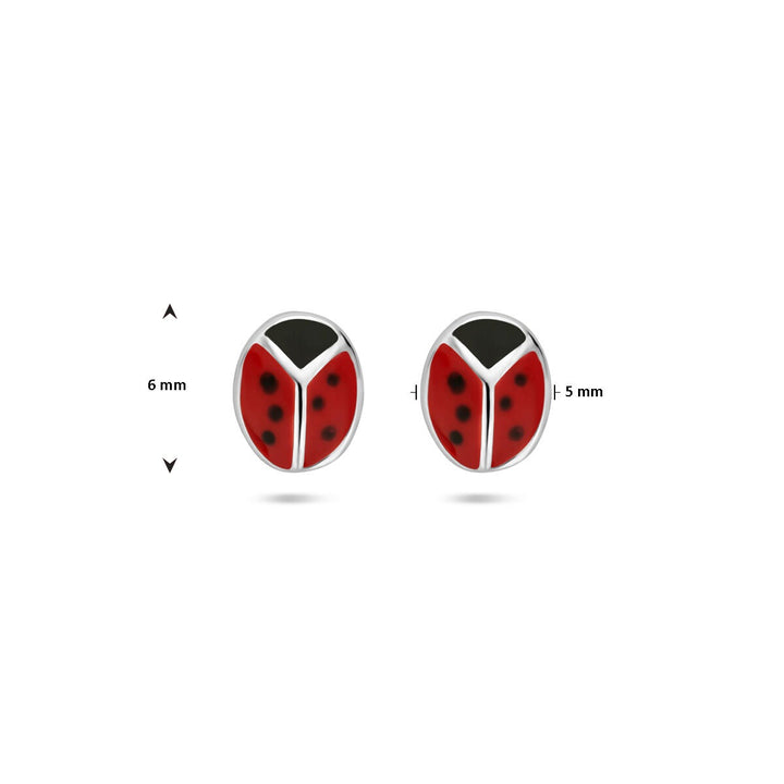 ear studs ladybug silver white