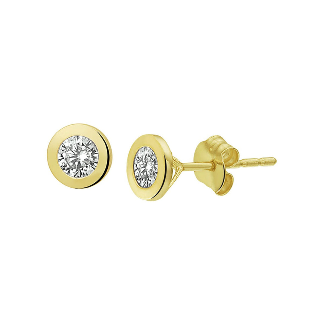9k Geelgouden oorknopjes met zirkonia
