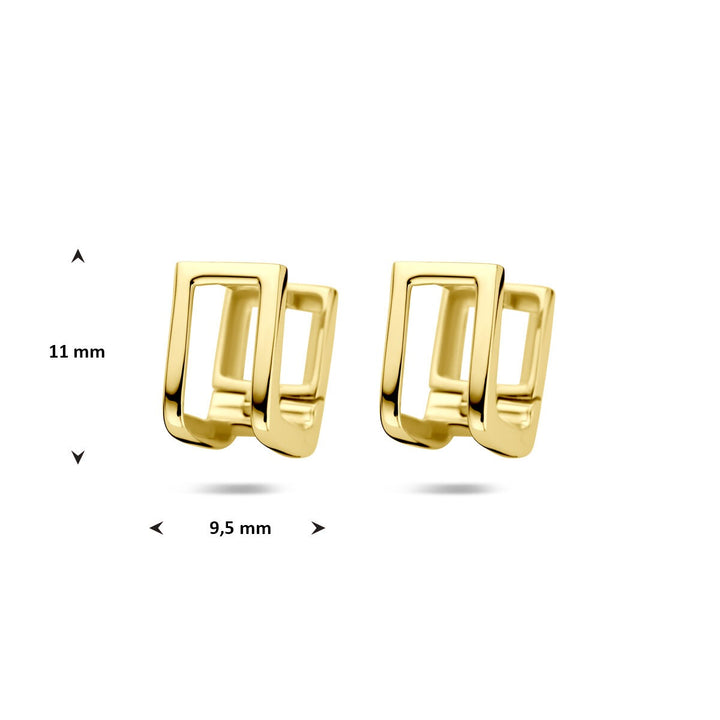klapoorringen 11 mm 1 micron zilver verguld (geel)