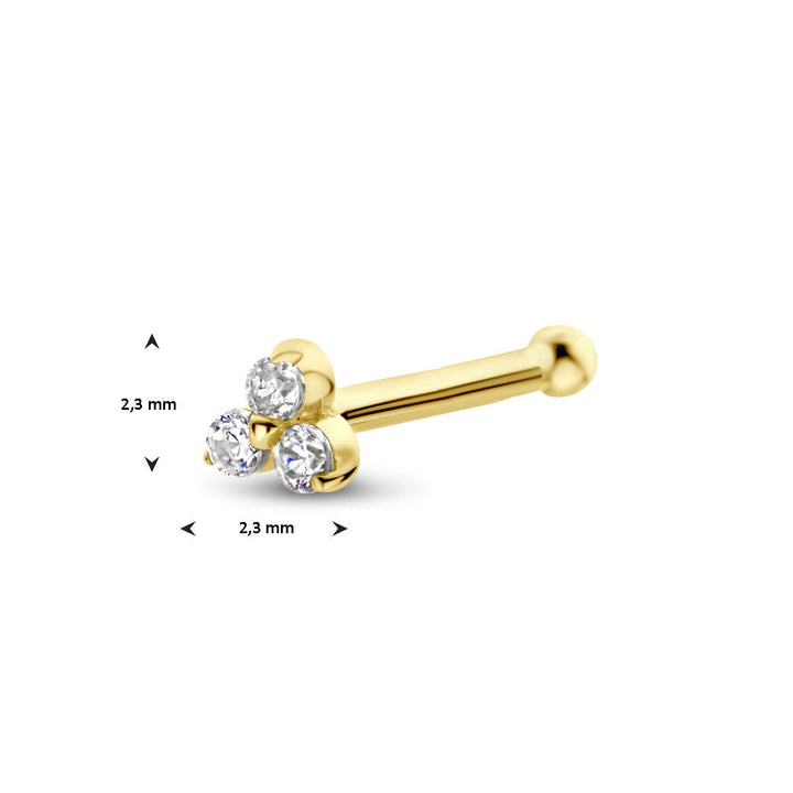 nose stud zirconia ball 14K yellow gold