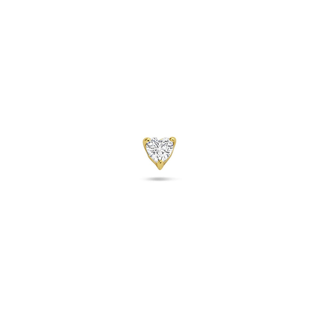 Verguld zilveren flat back piercing hartje met zirkonia – 925 zilver