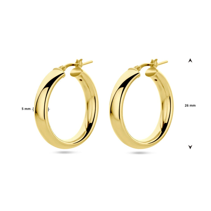 Vergulde zilveren oorringen dames – geelgoud op 925 zilver, half-rond 26 mm