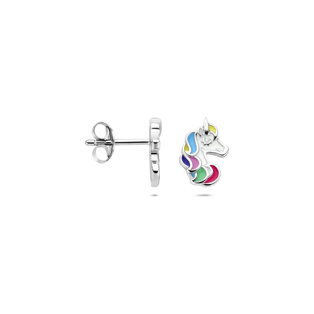unicorn silver rhodium plated ear studs