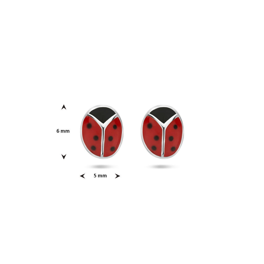 ear studs ladybug silver rhodium plated