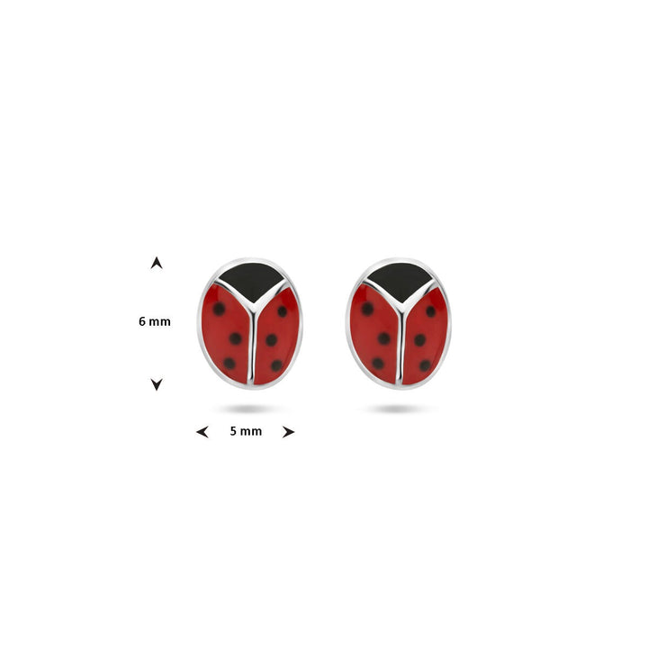 ear studs ladybug silver rhodium plated