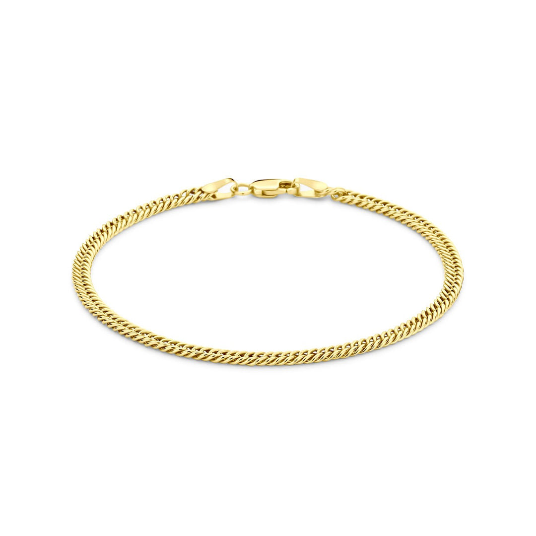 14k Geelgouden armband met zilverkern – gourmette schakel