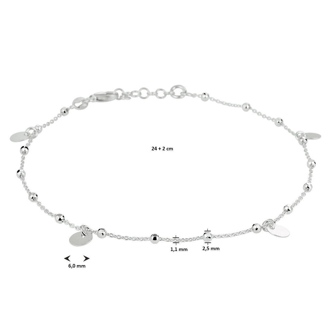 anklet circles 24 + 2 cm silver rhodium plated