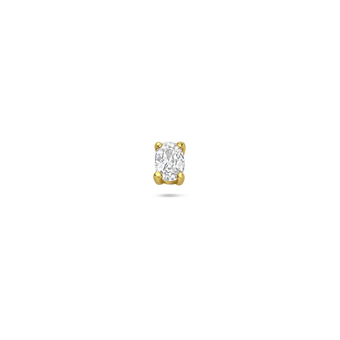 Verguld zilveren flat back piercing met ovale zirkonia – 925 zilver