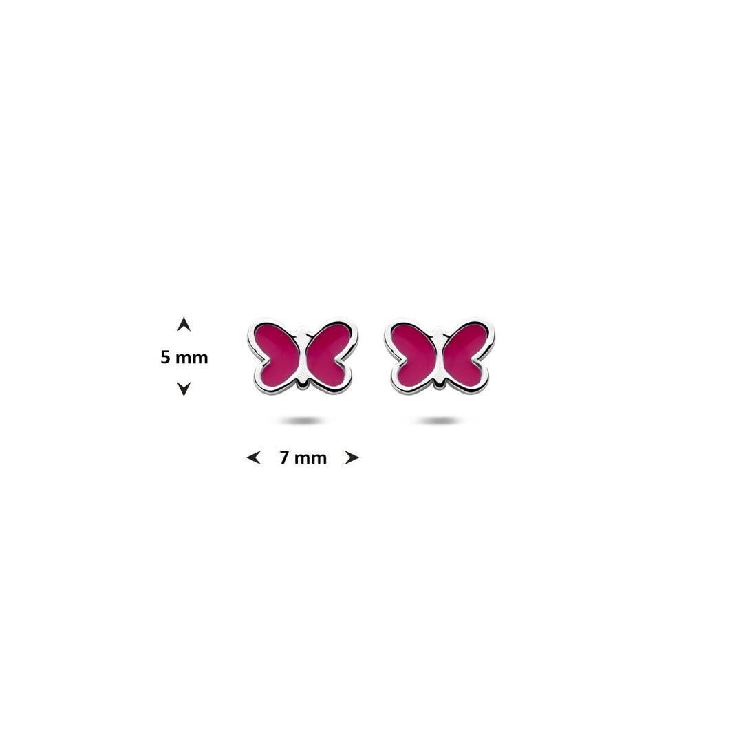Zilveren kinder oorknoppen vlinder – gerhodineerd 925 zilver 5 mm