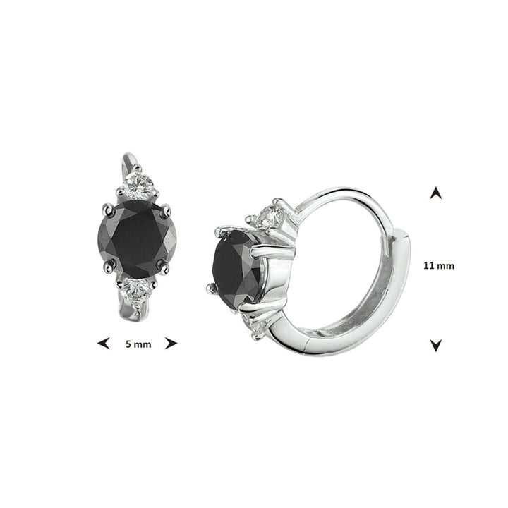 drop earrings black and white zirconia silver rhodium plated