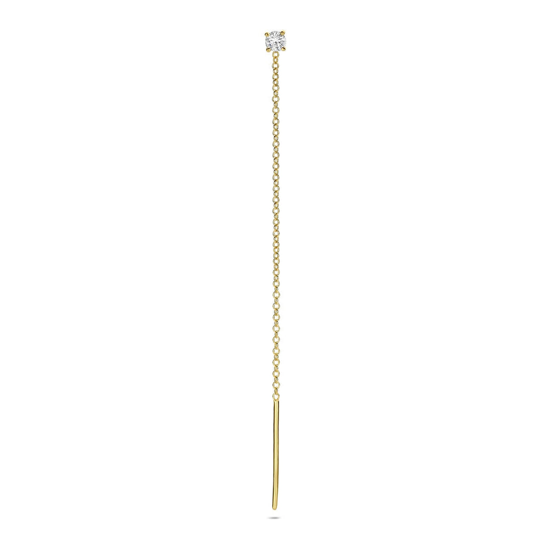 14k Geelgouden doortrekoorbel met diamant – per stuk