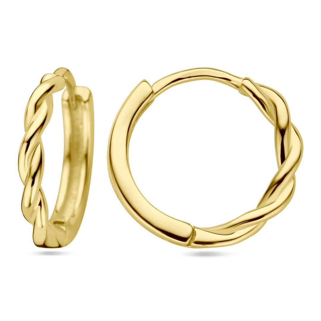 Verguld Zilveren Klapoorringen – Gedraaid 13 mm
