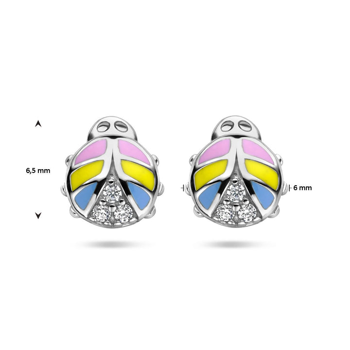 ear studs ladybug zirconia silver rhodium plated
