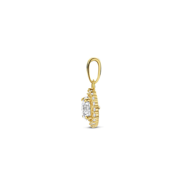 pendant zirconia halo 14K yellow gold