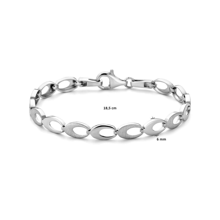 bracelet poly/matt 6.0 mm 18.5 cm silver rhodium plated