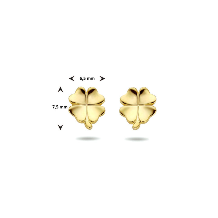 clover ear studs 1 micron silver gold plated (yellow)