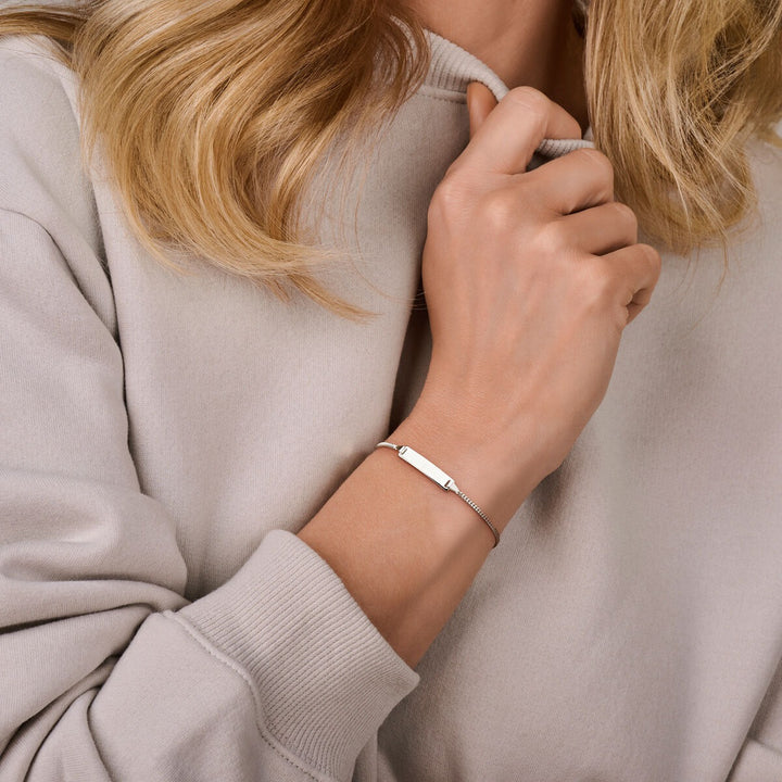 engraving bracelet gourmette plate 5.0 mm 16 - 18 cm silver white
