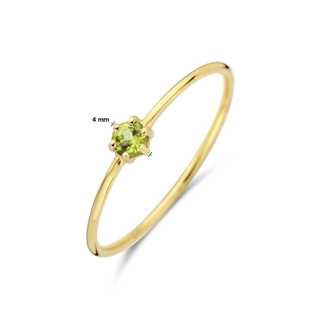 ring with birthstone peridot August 14K yellow gold