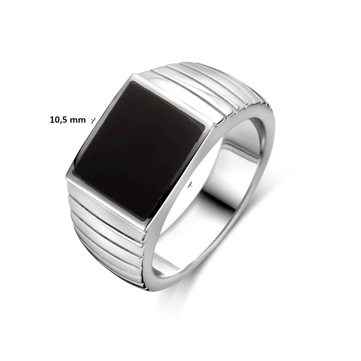 Zilveren heren zegelring met onyx – 10,5 mm breed