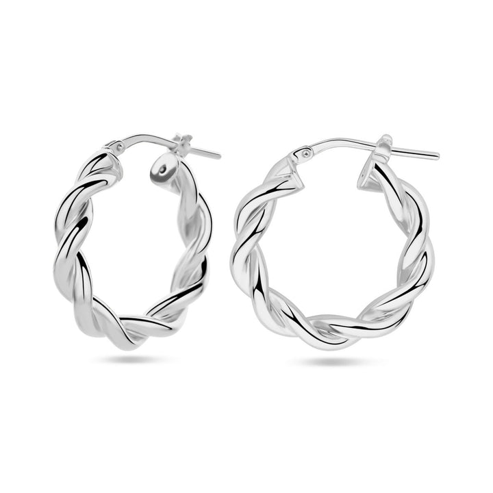 earrings twisted tube silver rhodium plated