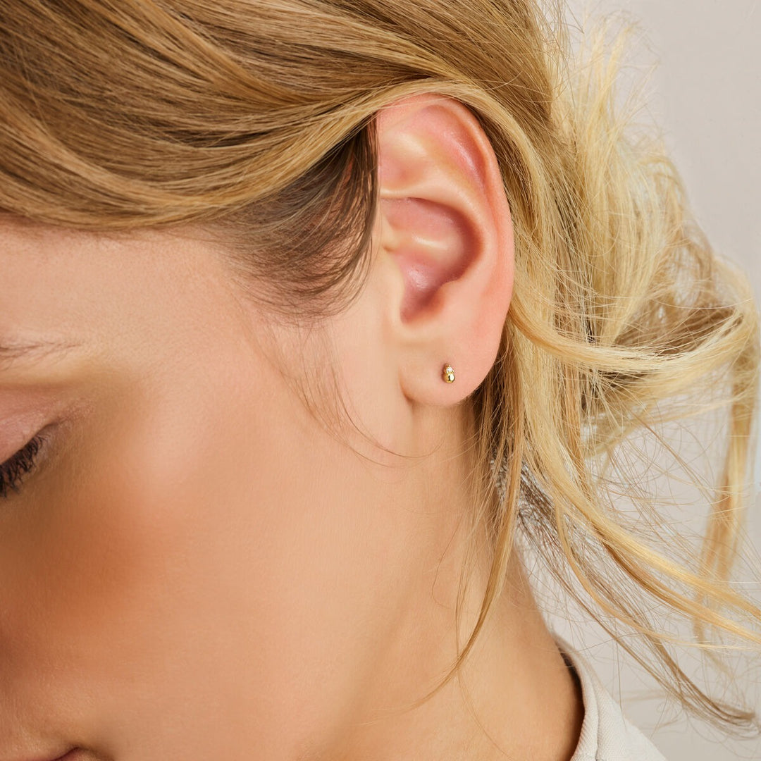 ear studs ball diamond 0.02ct (2x 0.01ct) h p1 14K yellow gold