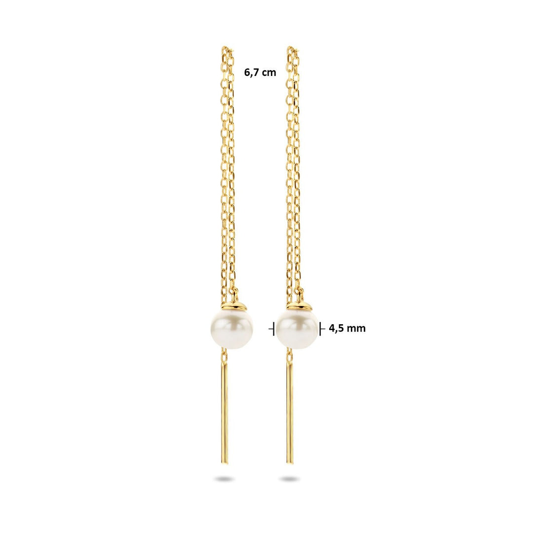 pull-through earrings pearl 14K yellow gold