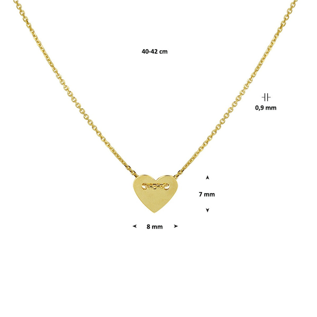 Geelgouden ketting met hartje in anker schakel – 14k