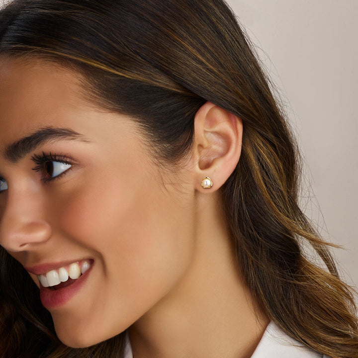 pearl ear studs 14K yellow gold