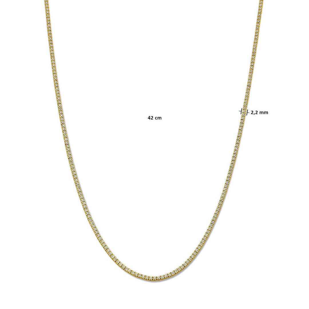 14k geelgouden tenniscollier met diamanten – 3.00ct