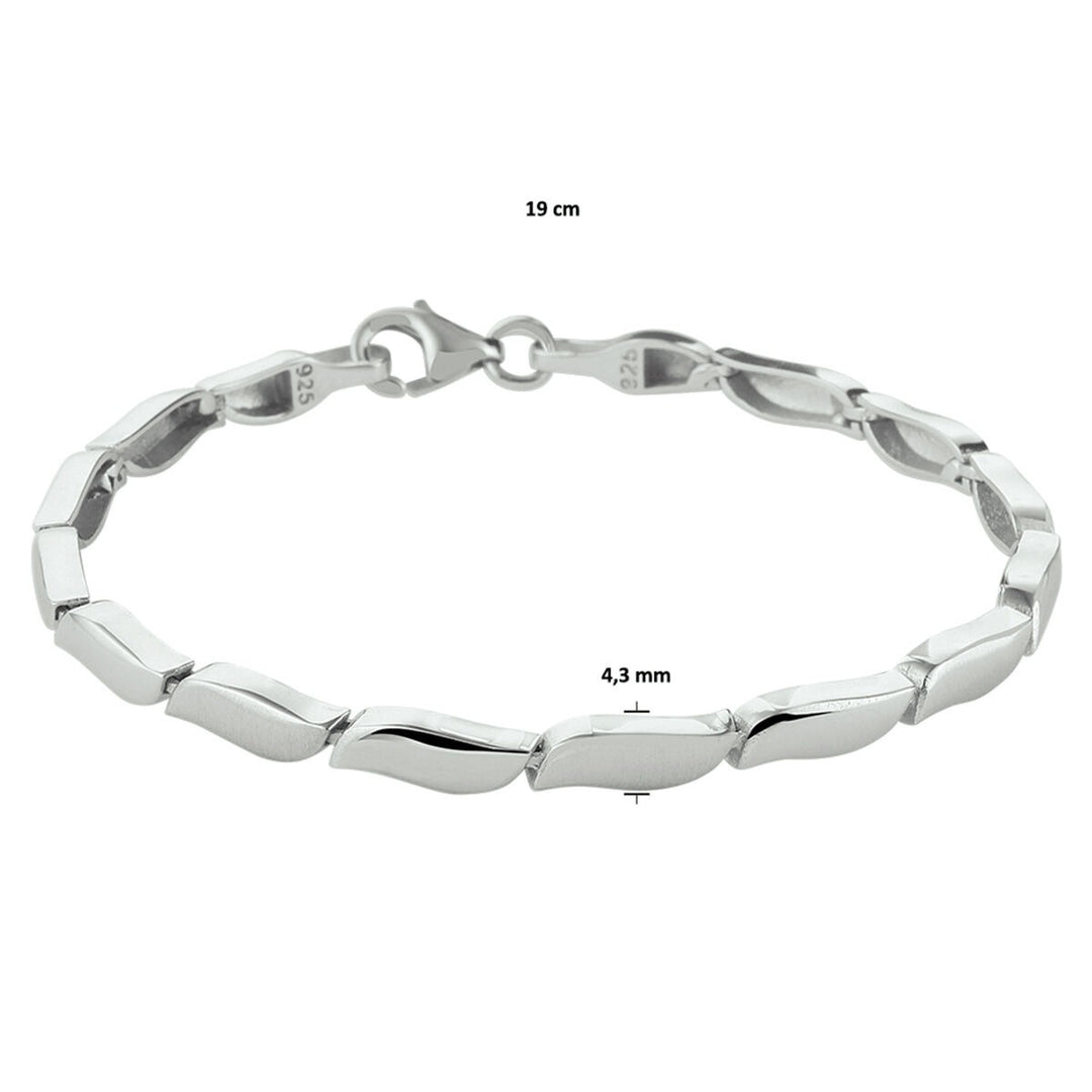 bracelet poly/matte 4.3 mm 19 cm silver rhodium plated