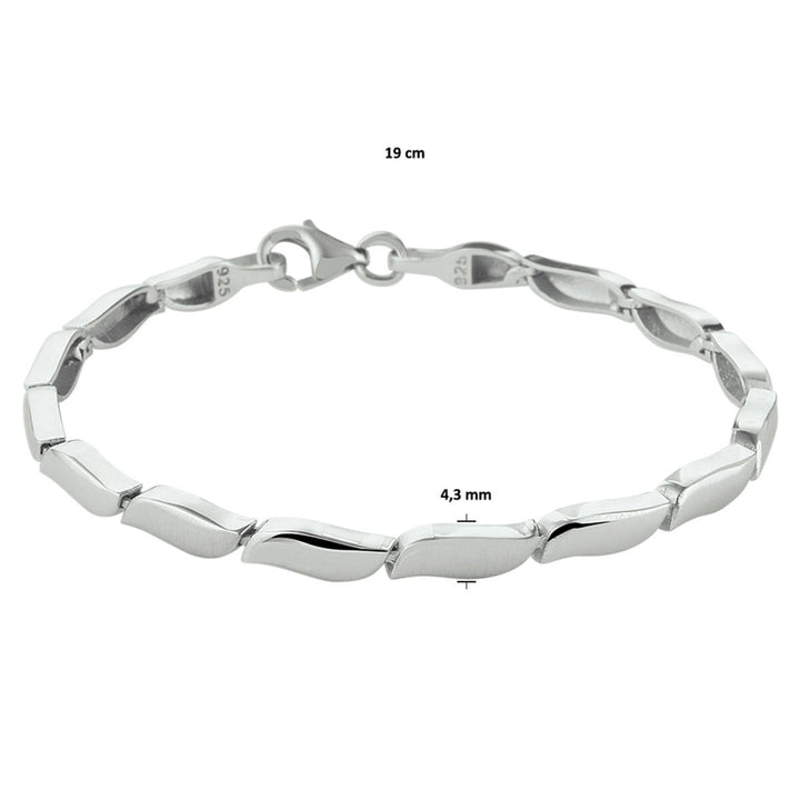 bracelet poly/matte 4.3 mm 19 cm silver rhodium plated