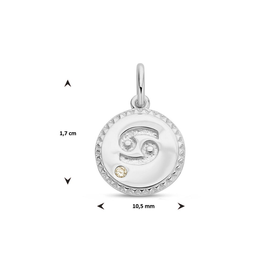 pendant zodiac sign zirconia silver rhodium plated