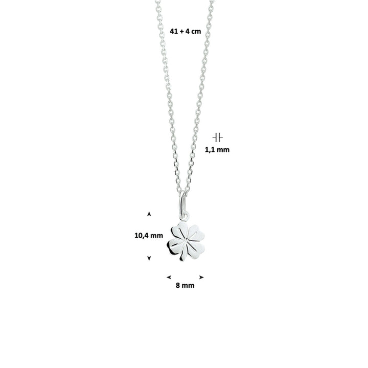 necklace clover 41 + 4 cm silver white