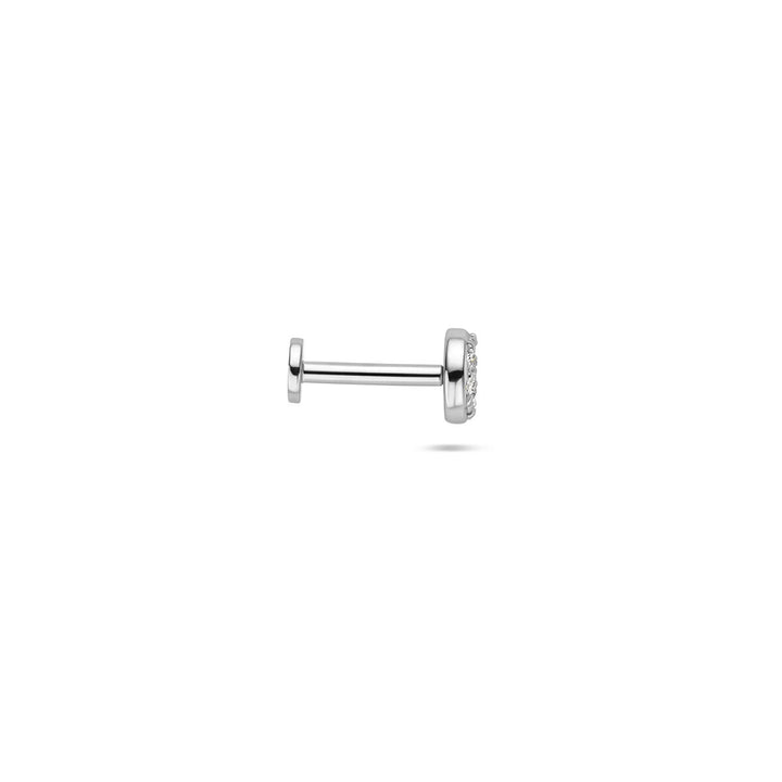 Gerhodineerd zilveren flat back piercing met pavé gezette zirkonia