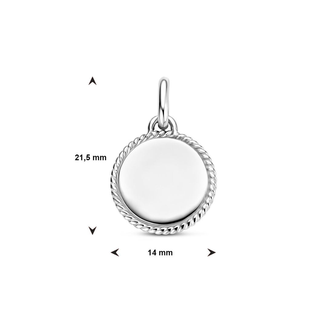 engraving pendant round silver rhodium plated