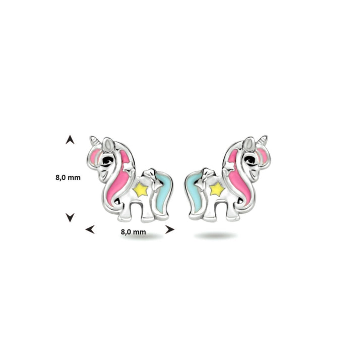 unicorn silver rhodium plated ear studs