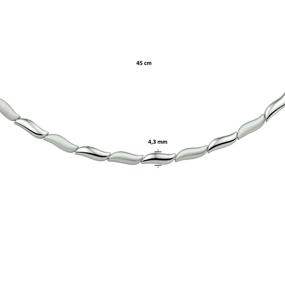 Zilveren dames ketting met poli/matte afwerking