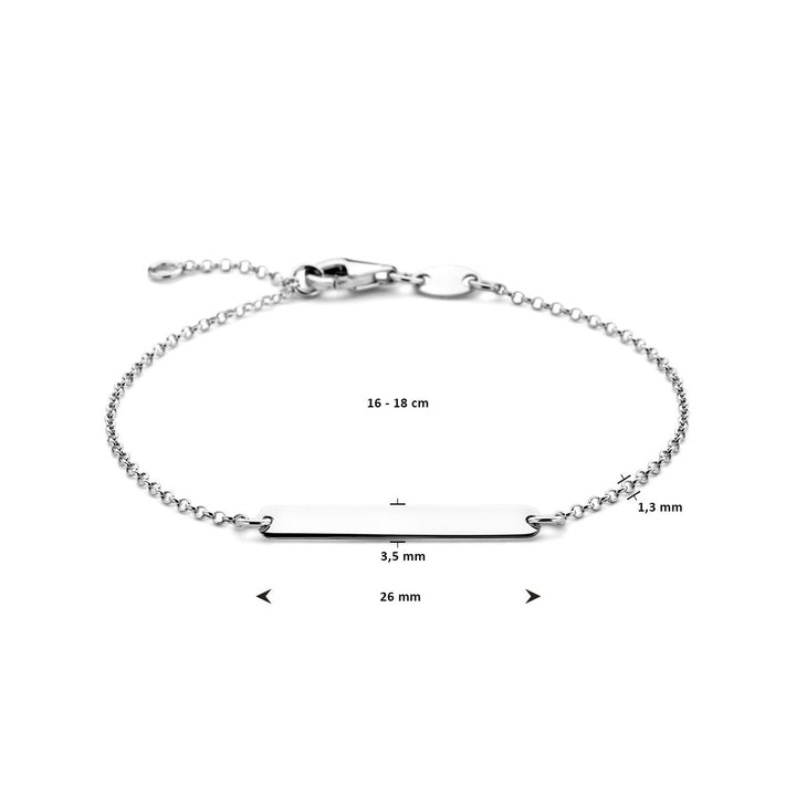 engraving bracelet plate 3.5 mm 16 - 18 cm silver rhodium plated