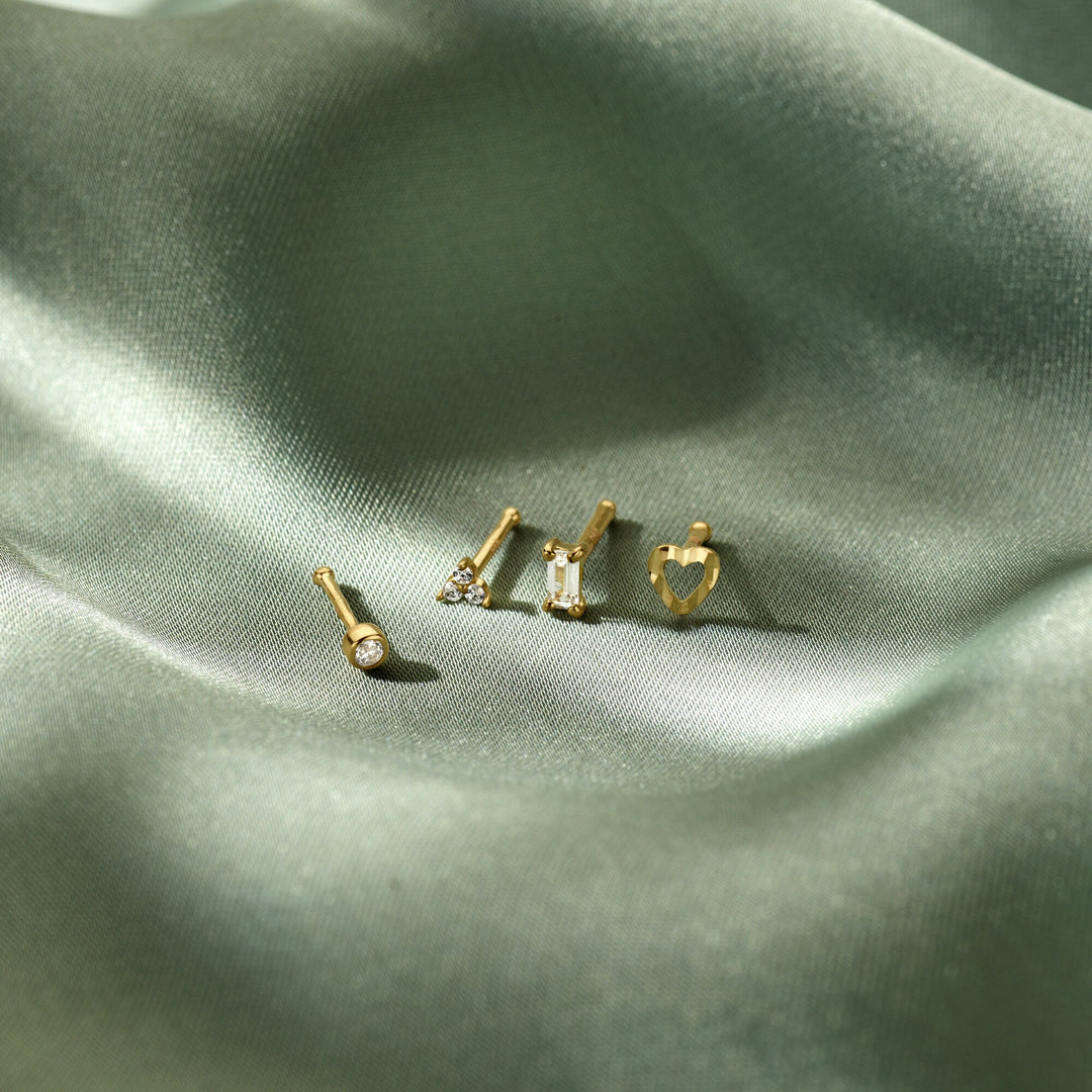 nose stud zirconia ball 14K yellow gold