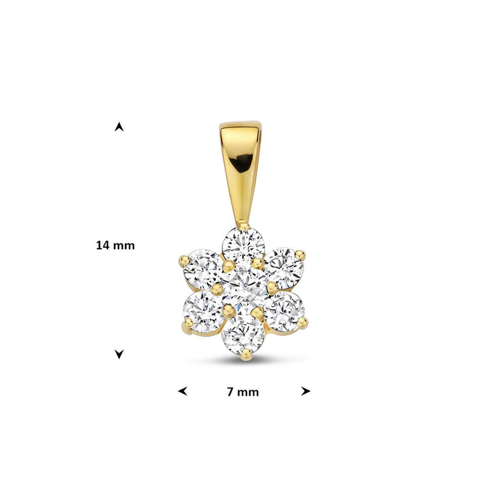 9k Geelkleurige hanger met zirkonia 14 x 7 mm