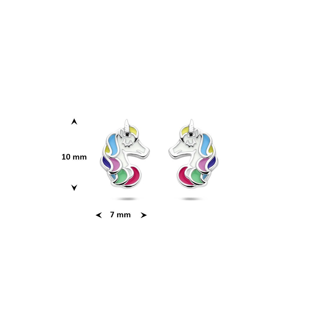 unicorn silver rhodium plated ear studs