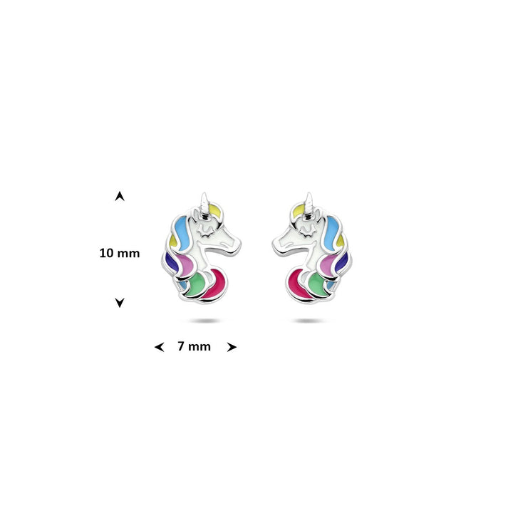 unicorn silver rhodium plated ear studs